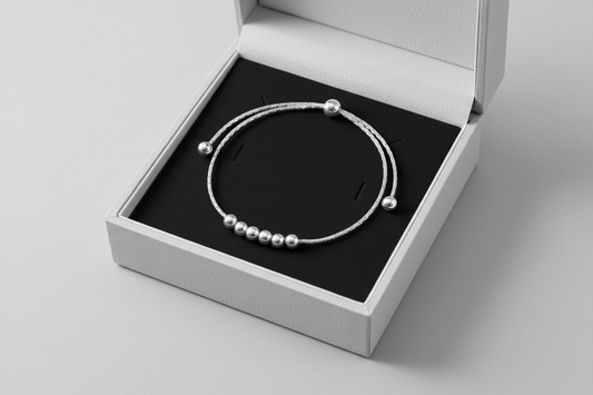 925 Sterling Silver Beads Bracelet in Box