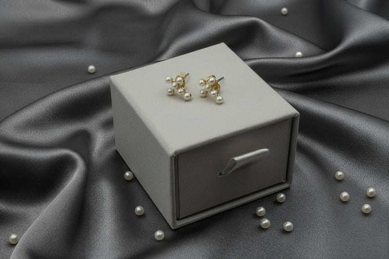 Freshwater Pearl Cross Earrings - 925 Sterling Silver & gold plated - Jewel Radiance