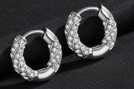 925 Sterling Silver Zircon Huggie Earrings