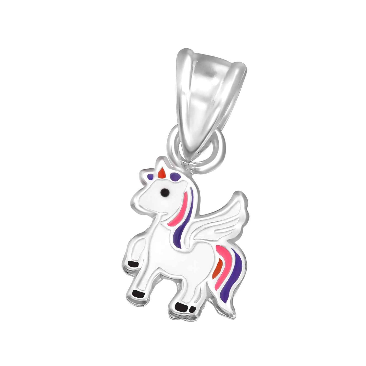 925 Sterling Silver Unicorn Pendant - Epoxy - 9mm - Children's