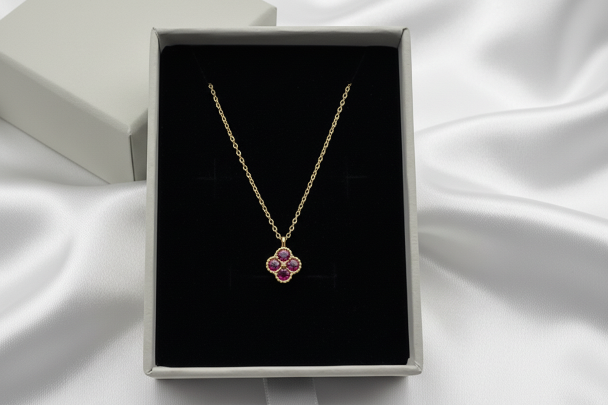 Cropped necklace with white satin background