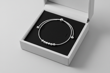925 Sterling Silver Beads Bracelet in Box