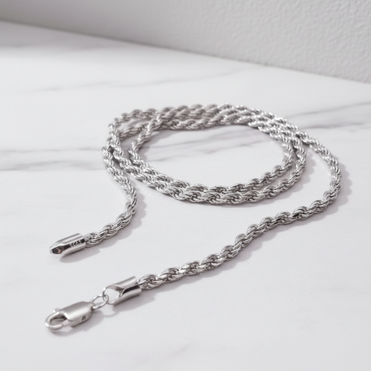 925 Sterling Silver Rope Chain Necklace