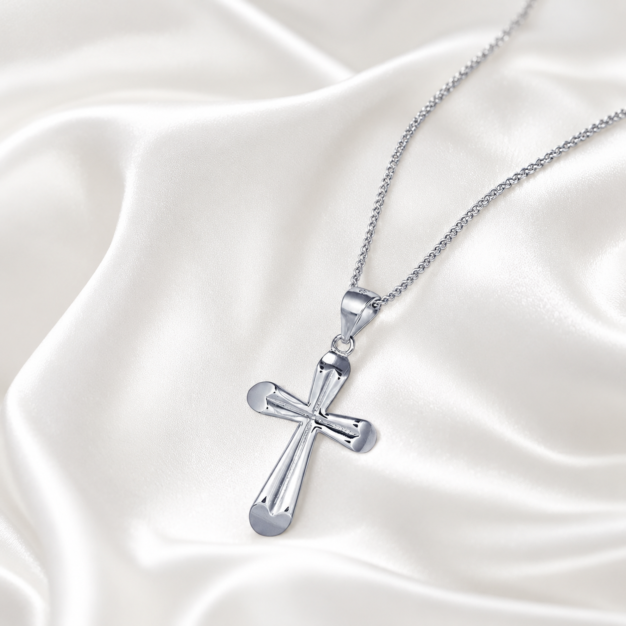 Cross Pendant - Rhodium Plated - 925 Sterling Silver