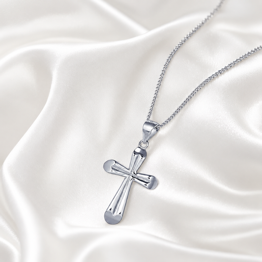 925 Sterling Silver Budded Cross Pendant