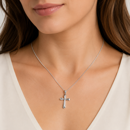 Cross Pendant - Rhodium Plated - 925 Sterling Silver