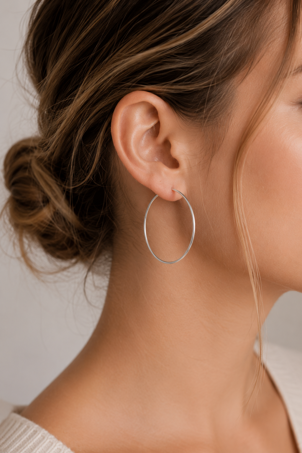 925 Sterling Silver Circle Hoop Sleeper Earrings - Unisex