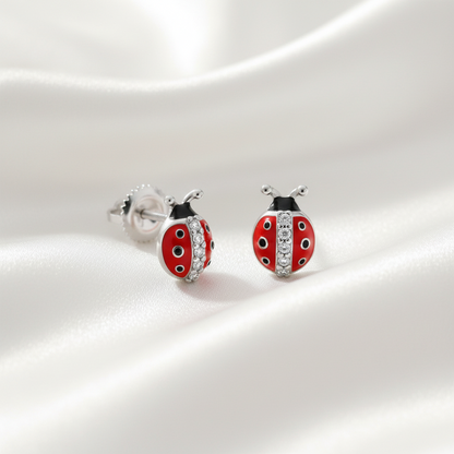 925 Sterling Silver Ladybug Stud Earrings - Children's