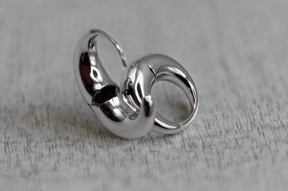 Single 925 Sterling Silver Round Hoop Earring - Minimalist Everyday Jewellery