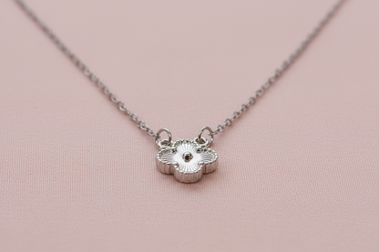 Quatrefoil Clover Pendant Necklace - Stainless Steel (Silver Tone) - Jewel Radiance