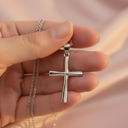 925 Sterling Silver Cross Pendant - Rhodium Plated