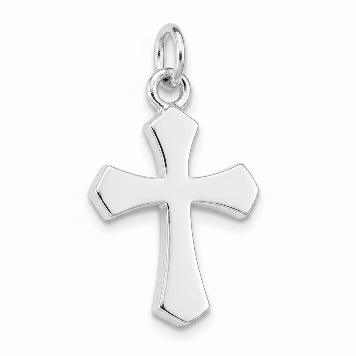(CR411) Rhodium Plated Sterling Silver Cross Pendant