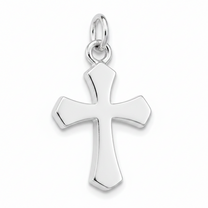 (CR411) Rhodium Plated Sterling Silver Cross Pendant