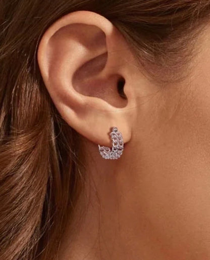 925 Sterling Silver Open Link Huggie Earrings