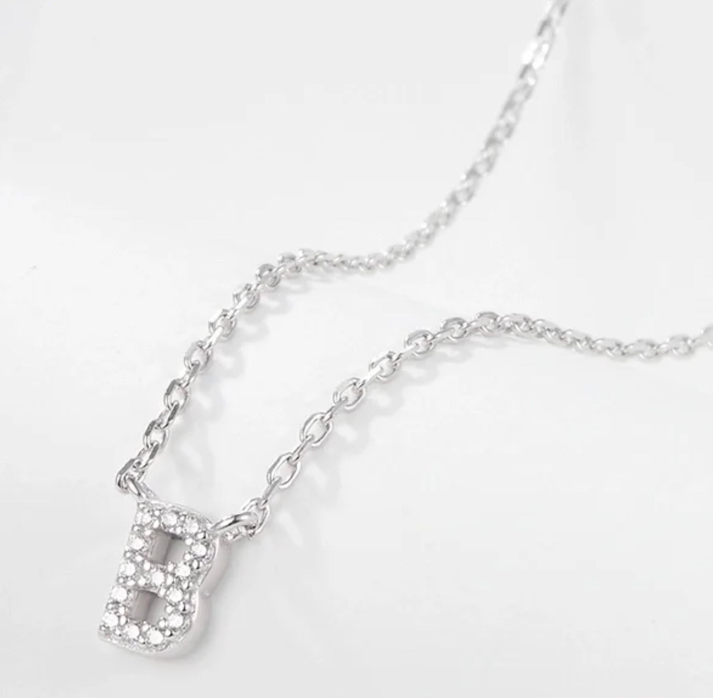 Initial Letter Necklace - Personalised Gift - 925 Sterling Silver - Jewel Radiance