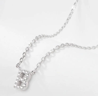 Initial Letter Necklace - Personalised Gift - 925 Sterling Silver - Jewel Radiance