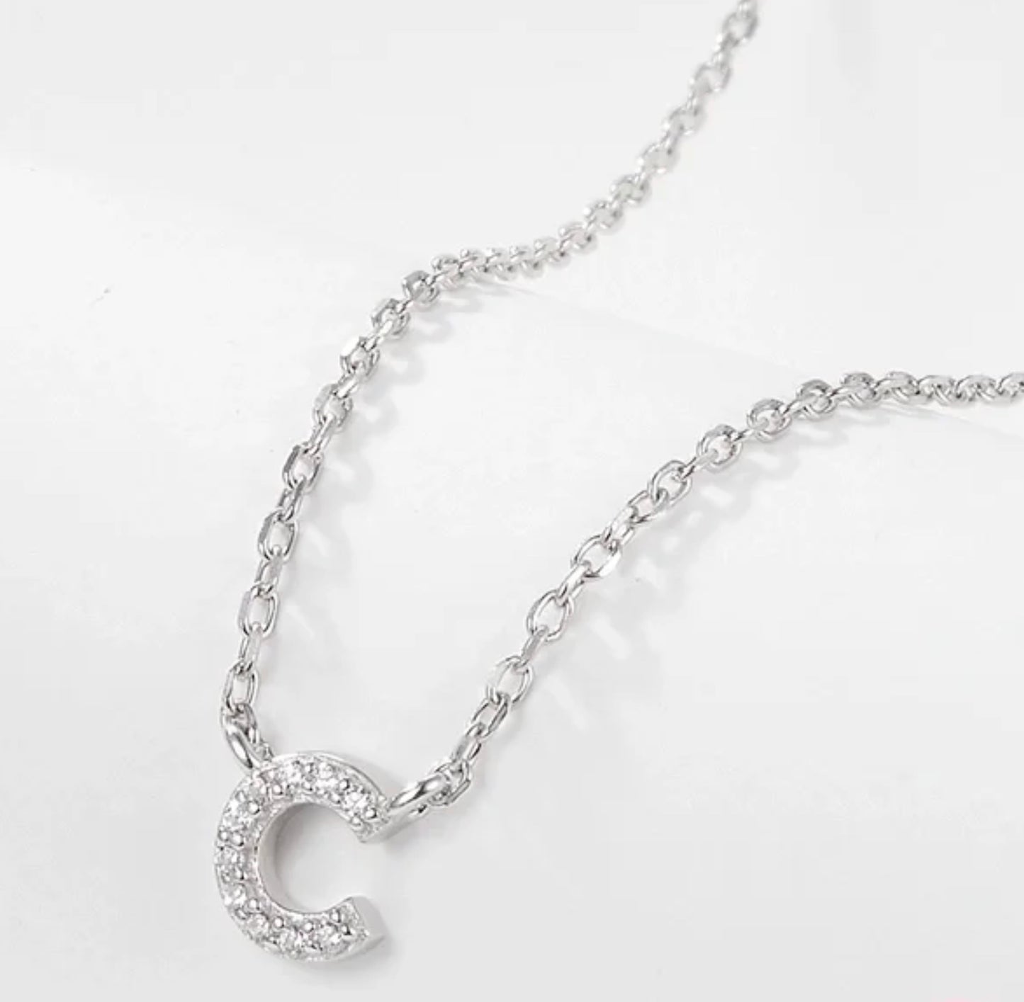 Initial Letter Necklace - Personalised Gift - 925 Sterling Silver - Jewel Radiance