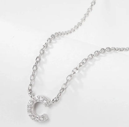 Initial Letter Necklace - Personalised Gift - 925 Sterling Silver - Jewel Radiance
