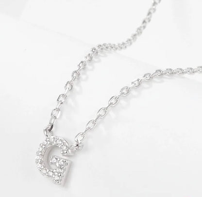 Initial Letter Necklace - Personalised Gift - 925 Sterling Silver - Jewel Radiance
