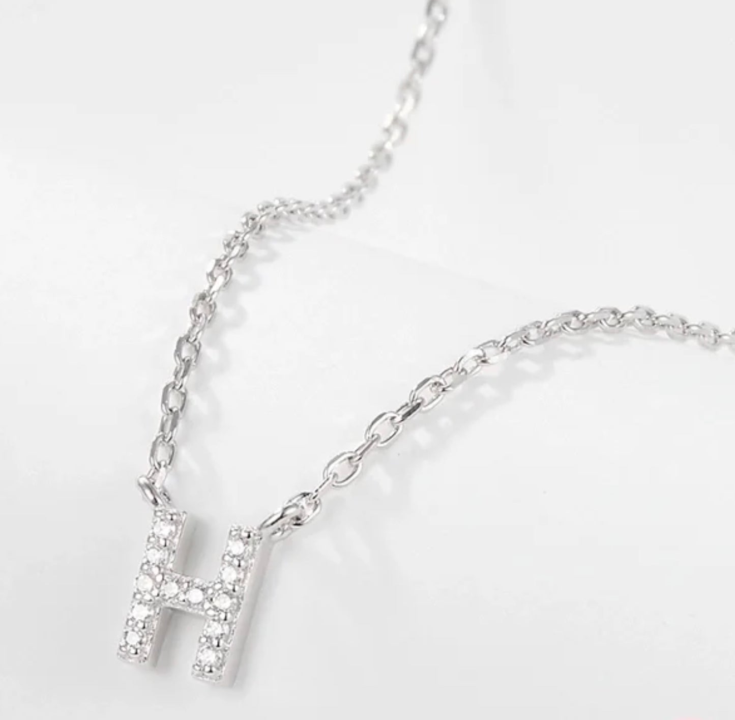 Initial Letter Necklace - Personalised Gift - 925 Sterling Silver - Jewel Radiance