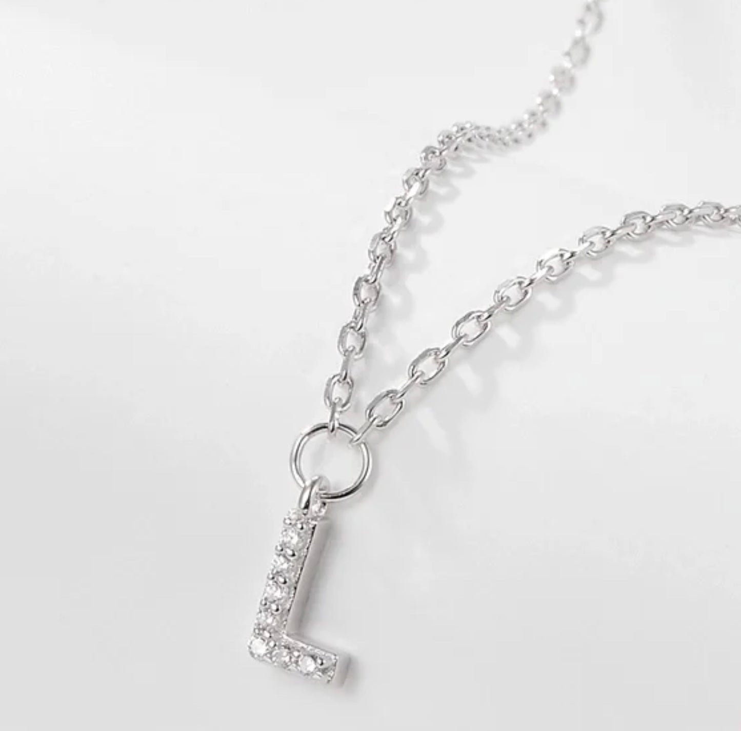 Initial Letter Necklace - Personalised Gift - 925 Sterling Silver - Jewel Radiance