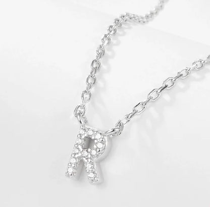 Initial Letter Necklace - Personalised Gift - 925 Sterling Silver - Jewel Radiance