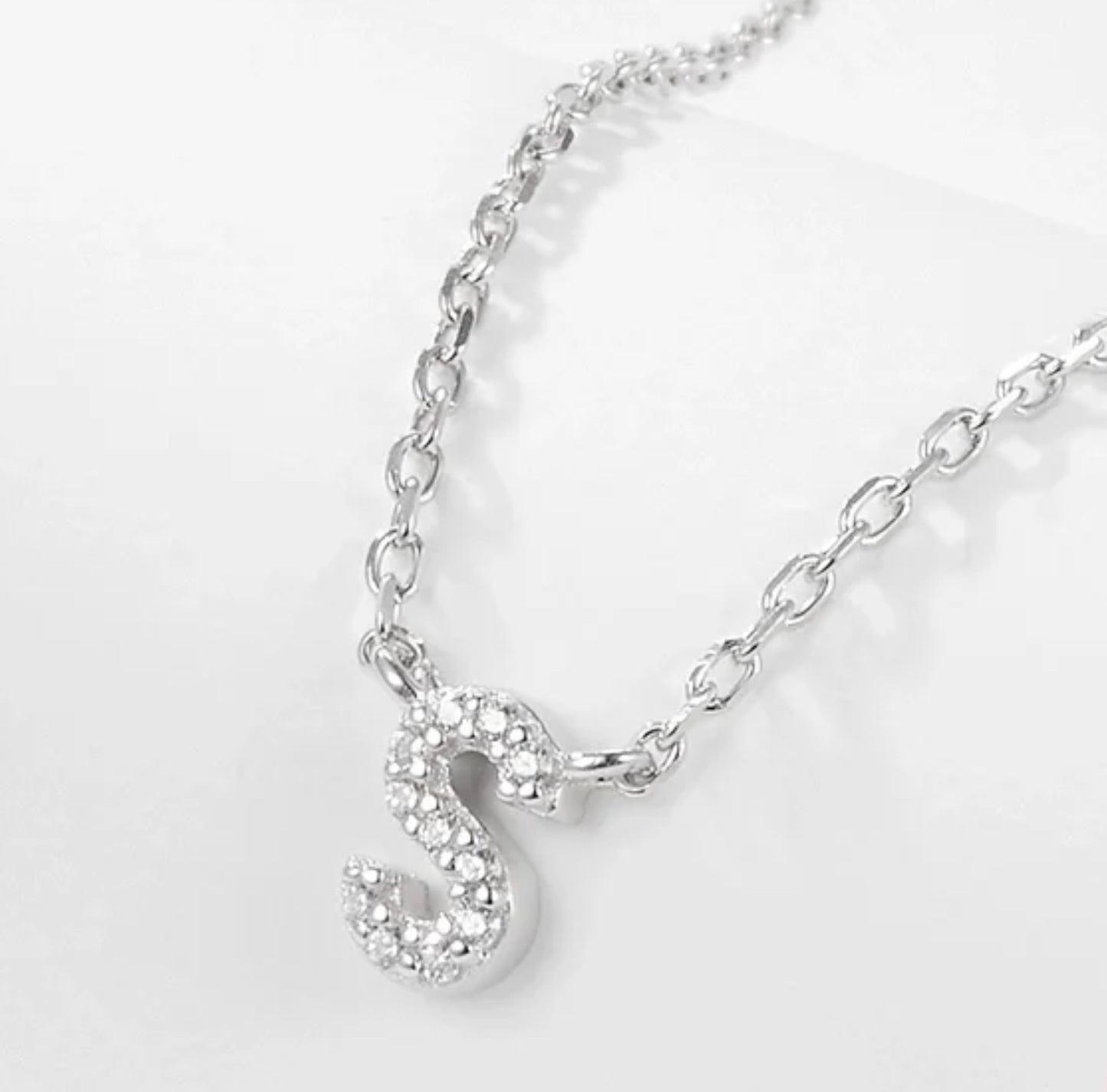 Initial Letter Necklace - Personalised Gift - 925 Sterling Silver - Jewel Radiance