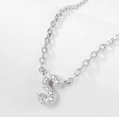 Initial Letter Necklace - Personalised Gift - 925 Sterling Silver - Jewel Radiance