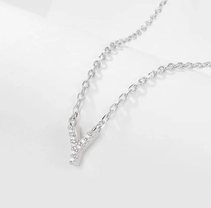 Initial Letter Necklace - Personalised Gift - 925 Sterling Silver - Jewel Radiance