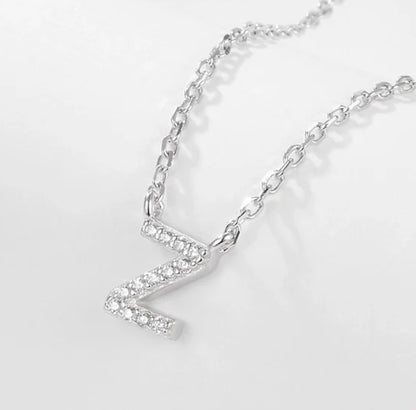 Initial Letter Necklace - Personalised Gift - 925 Sterling Silver - Jewel Radiance