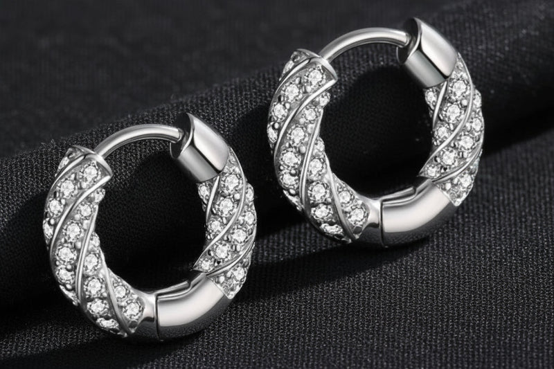 925 Sterling Silver Zircon Huggie Earrings