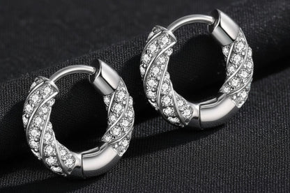 925 Sterling Silver Zircon Huggie Earrings