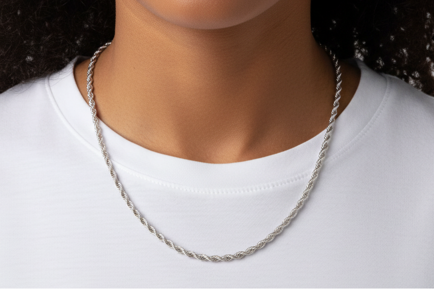 Rope Chain Necklace 2mm Wide 925 Sterling Silver - Jewel Radiance