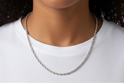 Rope Chain Necklace 2mm Wide 925 Sterling Silver - Jewel Radiance