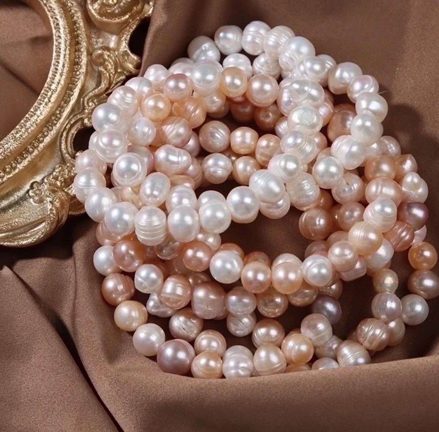 Freshwater Baroque Pearl Beaded Bracelet - Elastic Stretch Band - Jewel Radiance