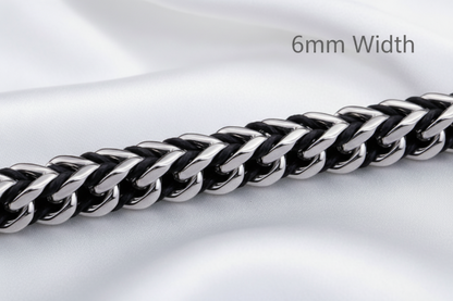 Close-up of a silver chain on a white background