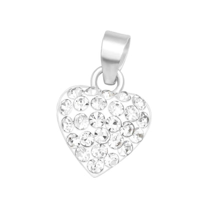 925 Sterling Silver Heart Pendant - Crystal - Children's