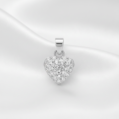 925 Sterling Silver Heart Pendant - Crystal - Children's