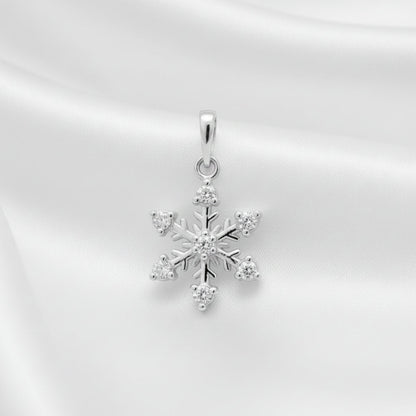 925 Sterling Silver Snowflake Pendant - Cubic Zirconia