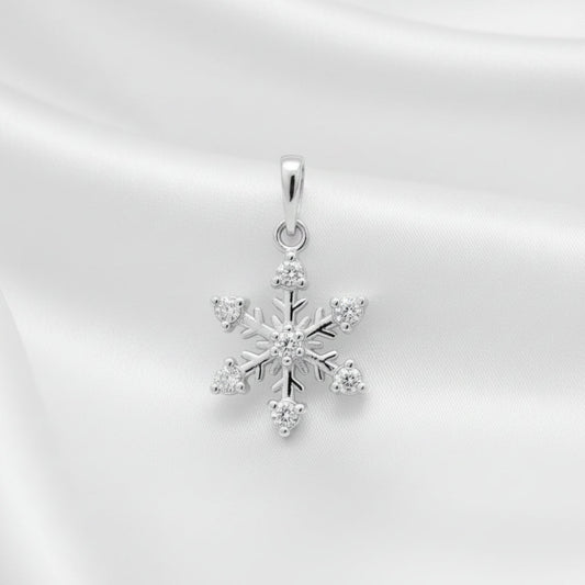 925 Sterling Silver Snowflake Pendant - Cubic Zirconia