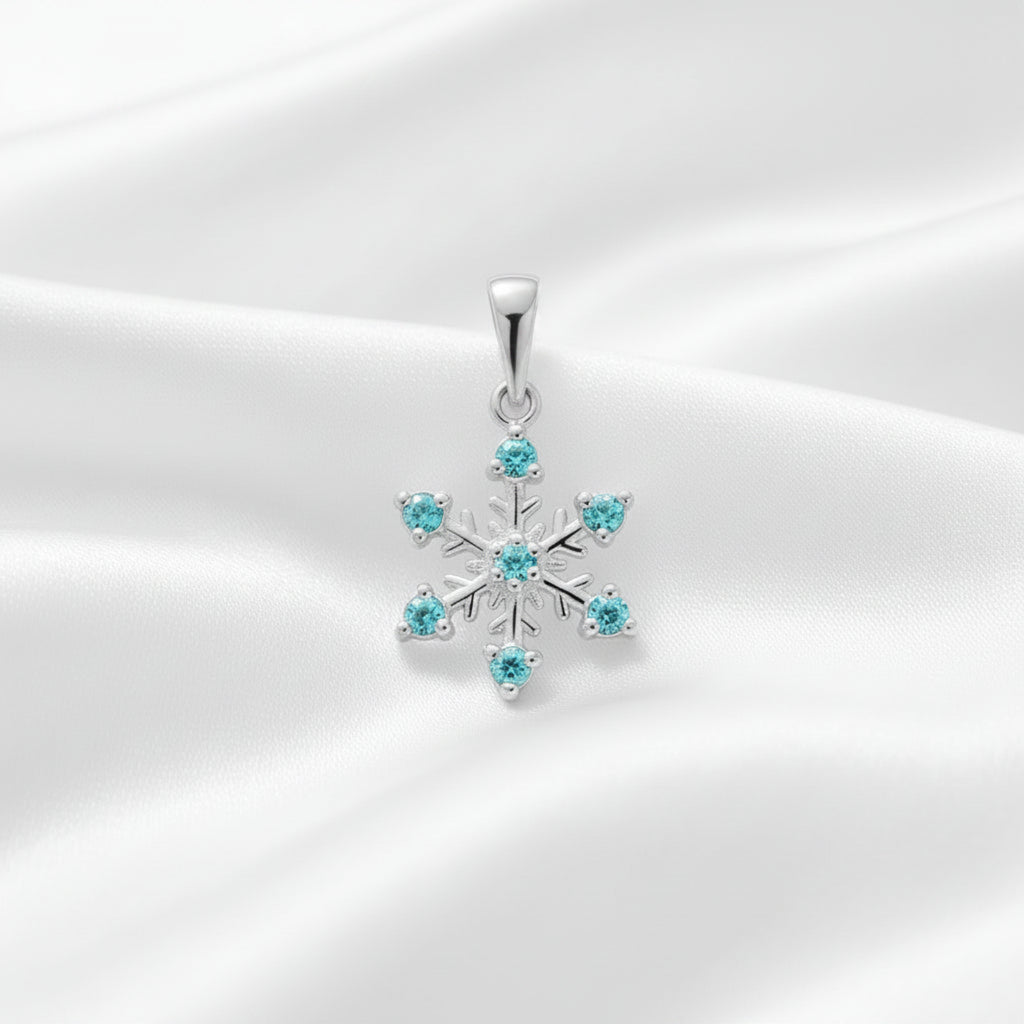 925 Sterling Silver Snowflake Pendant - Cubic Zirconia