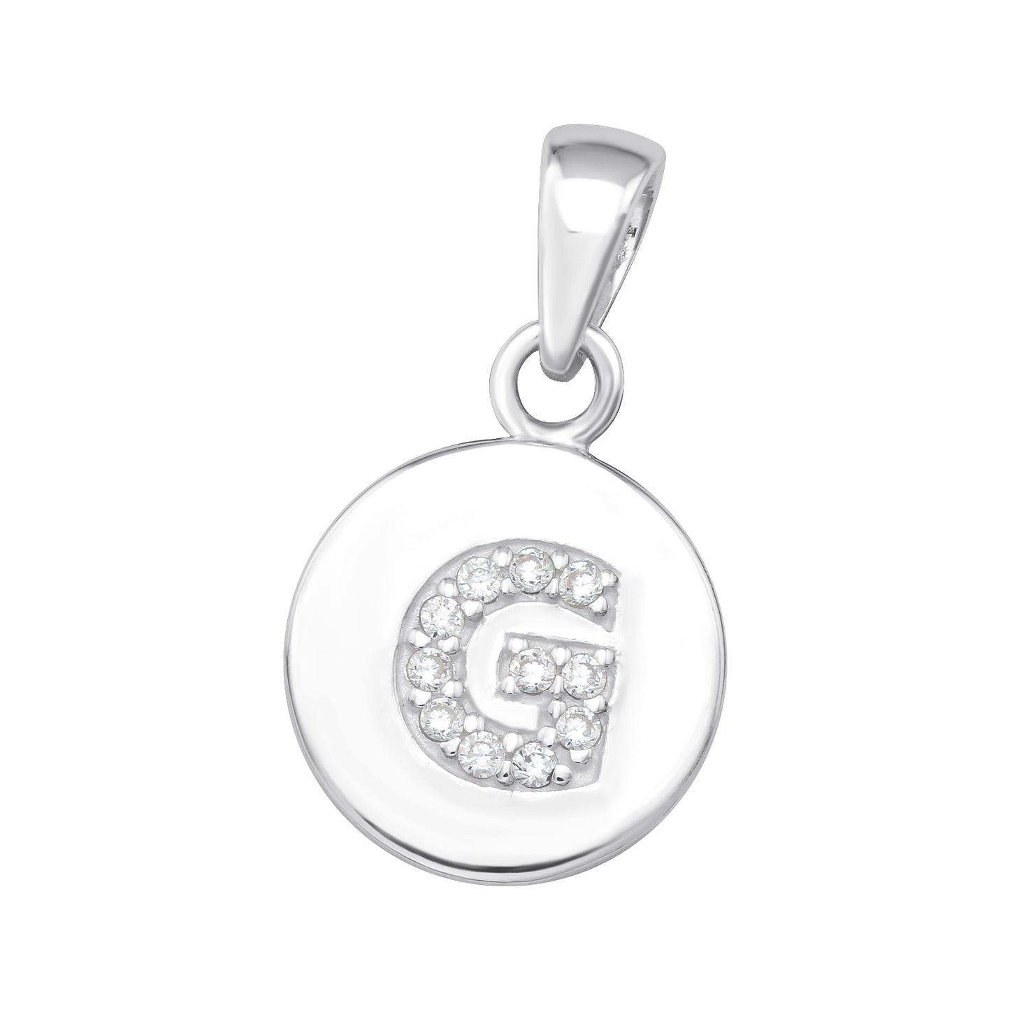 925 Sterling Silver Initial Letter Pendant - Cubic Zirconia