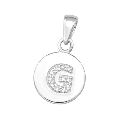 925 Sterling Silver Initial Letter Pendant - Cubic Zirconia