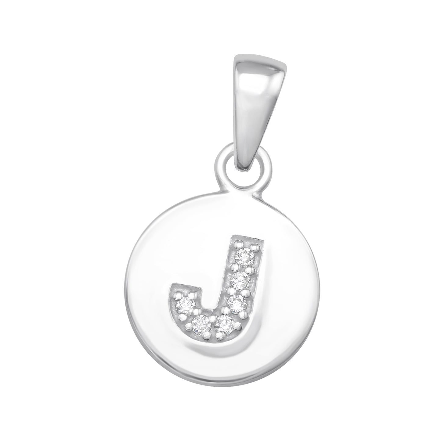 925 Sterling Silver Initial Letter Pendant - Cubic Zirconia
