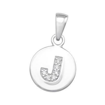 925 Sterling Silver Initial Letter Pendant - Cubic Zirconia