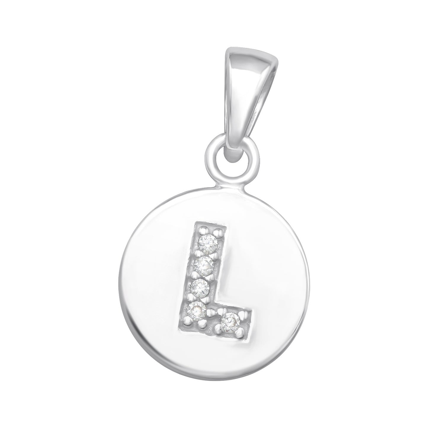 925 Sterling Silver Initial Letter Pendant - Cubic Zirconia