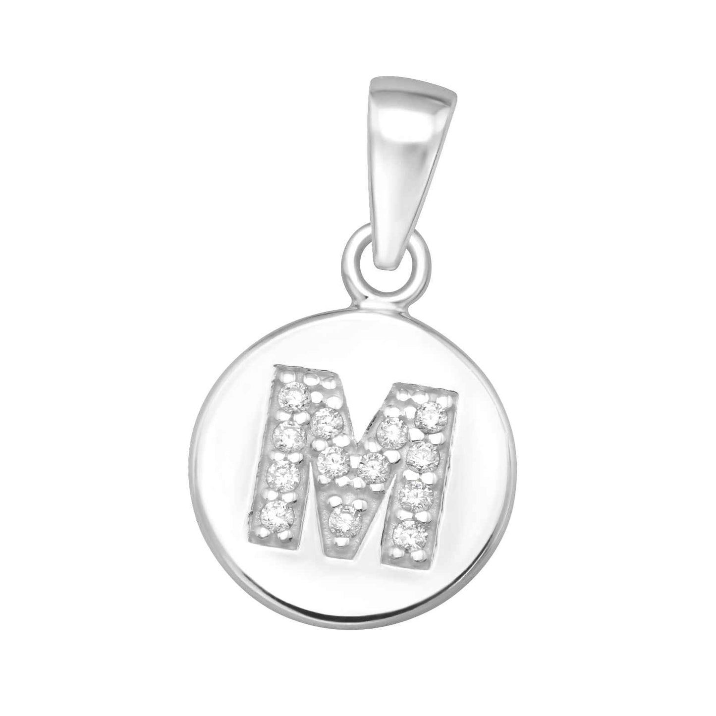 925 Sterling Silver Initial Letter Pendant - Cubic Zirconia