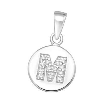 925 Sterling Silver Initial Letter Pendant - Cubic Zirconia