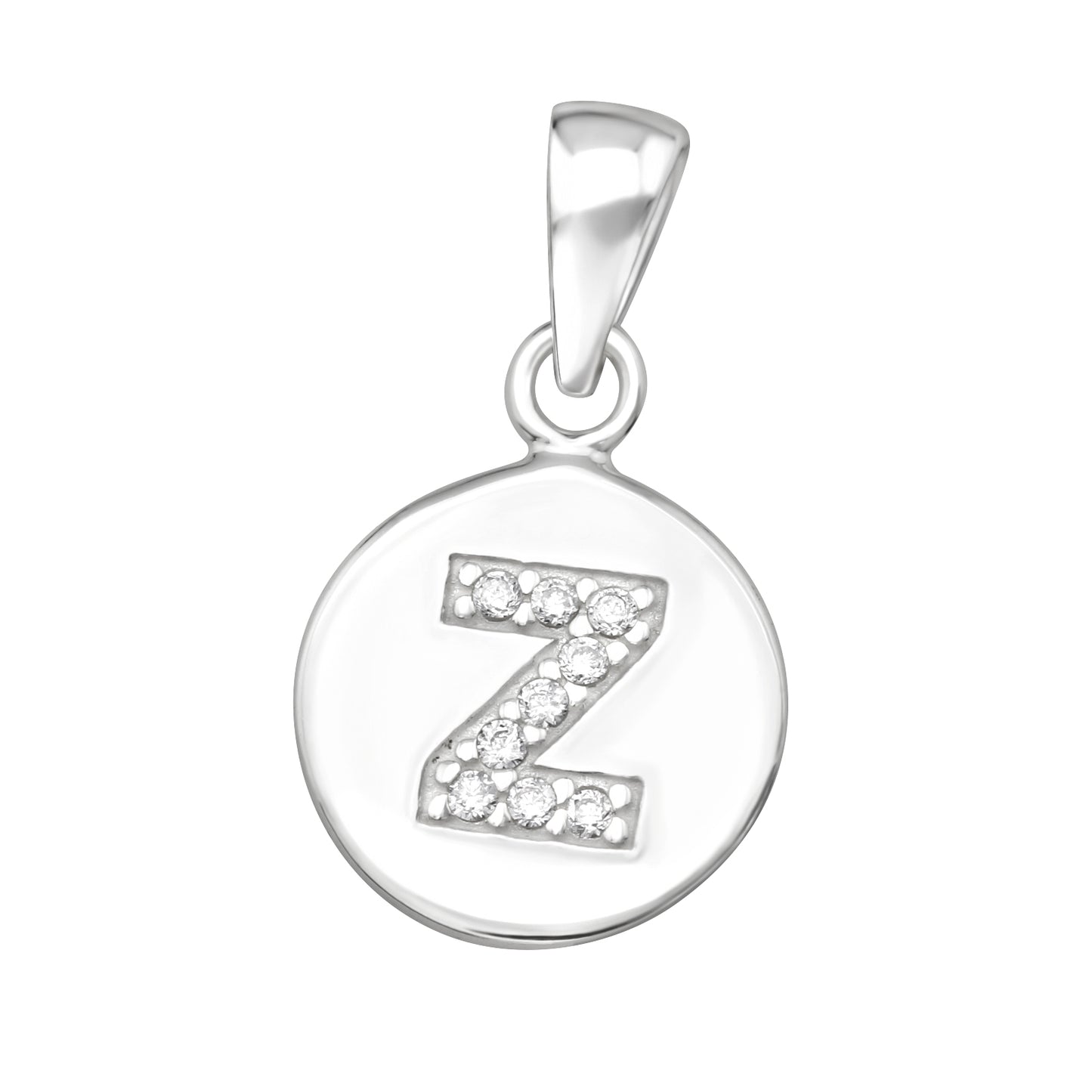 925 Sterling Silver Initial Letter Pendant - Cubic Zirconia