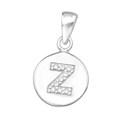 925 Sterling Silver Initial Letter Pendant - Cubic Zirconia